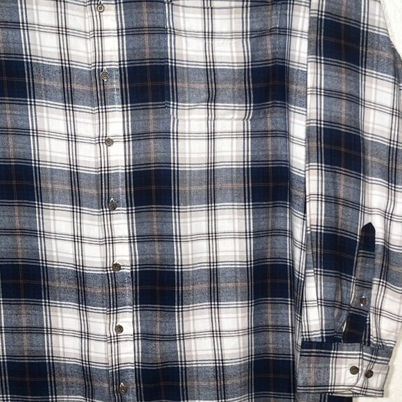 HB Harbor Bay Men's 3XLT Flannel Shirt Long Sleeve Blue Plaid Button-Down Cotton - Picture 4 of 16